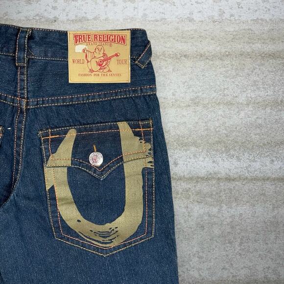 Vintage Y2K True Religion Jeans 30x32 Relaxed Flare Dark Wash Made in USA - Picture 3 of 7